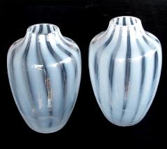  Hessen Glaswerke A large scaled pair of Hessen Glaswerke white striated ovoid vases - 734426