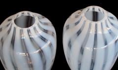  Hessen Glaswerke A large scaled pair of Hessen Glaswerke white striated ovoid vases - 734441