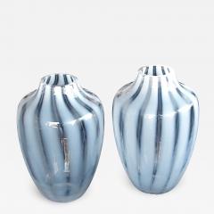  Hessen Glaswerke A large scaled pair of Hessen Glaswerke white striated ovoid vases - 734851