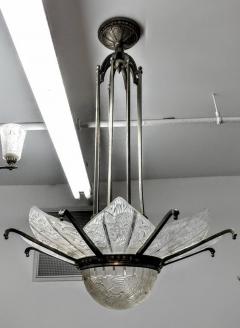  Hettier et Vincent French Art Deco Chandelier Signed by Hettier Vincent - 3941510