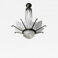  Hettier et Vincent French Art Deco Chandelier Signed by Hettier Vincent - 4218456