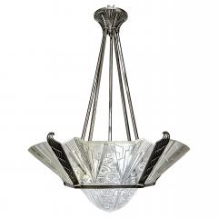  Hettier et Vincent French Art Deco Chandelier Signed by Hettier Vincent - 4378299