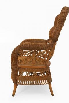  Heywood Wakefield 19th c Heywood Brothers Fanned Back Wicker Armchair - 598911