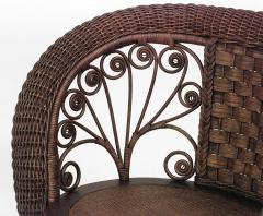  Heywood Wakefield American Victorian Dark Natural Wicker Small Loveseat - 623292