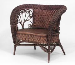  Heywood Wakefield American Victorian Dark Natural Wicker Small Loveseat - 623293