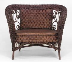  Heywood Wakefield American Victorian Dark Natural Wicker Small Loveseat - 623294