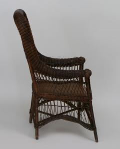  Heywood Wakefield American Victorian Mission Dark Stained Wicker Arm Chair - 633101