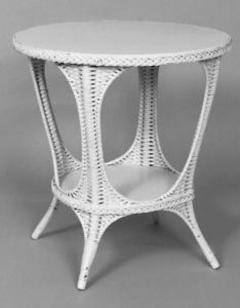  Heywood Wakefield American White Painted Wicker Oval End Table by Heywood Wakefield - 598985