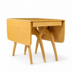  Heywood Wakefield Heywood Wakefield Mid Century Wheat Wishbone Expanding Dining Table 2 Leaves - 4389617