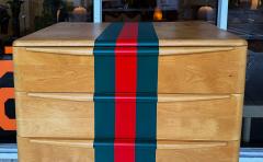  Heywood Wakefield Mid century Heywood Wakefield Tall Maple Chest Painted Stripes 5 Drawer - 4480855