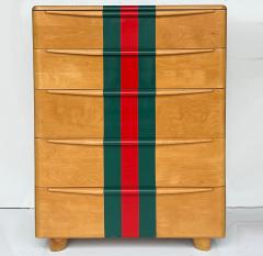  Heywood Wakefield Mid century Heywood Wakefield Tall Maple Chest Painted Stripes 5 Drawer - 4480857