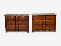  Hickory Chair Co Hickory Chair Louis XV Style Commodes Wood Brass Marble USA 1980s - 4544344