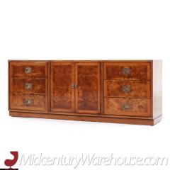 Hickory Manufacturing Co Hickory Manufacturing Company Mid Century Burlwood and Brass Lowboy Dresser - 3689410