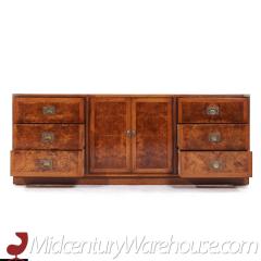  Hickory Manufacturing Co Hickory Manufacturing Company Mid Century Burlwood and Brass Lowboy Dresser - 3689413
