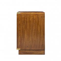  Hickory Manufacturing Co Hickory Manufacturing Mid Century Burlwood and Brass Nightstands Pair - 4357161