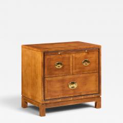  Hickory Manufacturing Co Hickory Manufacturing Mid Century Walnut and Brass Campaign Nightstand - 4825251