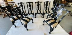  Hickory Manufacturing Company Vintage Hickory Black Lacquer Chippendale Style Dining Chairs Set of 8 - 2865546