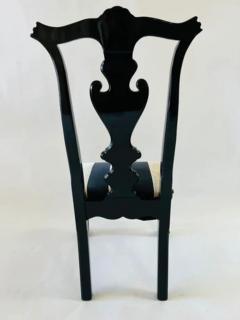  Hickory Manufacturing Company Vintage Hickory Black Lacquer Chippendale Style Dining Chairs Set of 8 - 2865649