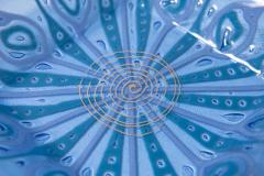  Higgins Glass Studio Large Sqaure Dish Peacock Feather Design by Michael Frances Higgins - 4372067