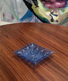  Higgins Glass Studio Large Sqaure Dish Peacock Feather Design by Michael Frances Higgins - 4373885