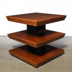  High Style Deco Custom by High Style Deco 3 Tier Art Deco Walnut Black Lacquer Table - 4827149