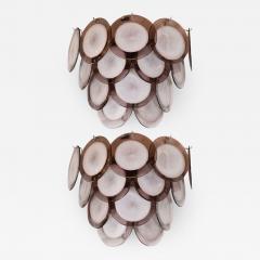  High Style Deco Modernist 14 Disc Sconces in Handblown Murano Amethyst Translucent Glass - 1580255