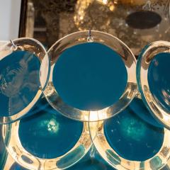  High Style Deco Modernist 14 Disc Sconces in Handblown Murano Turquoise Translucent Glass - 1579432