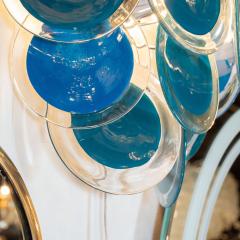  High Style Deco Modernist 14 Disc Sconces in Handblown Murano Turquoise Translucent Glass - 1579435
