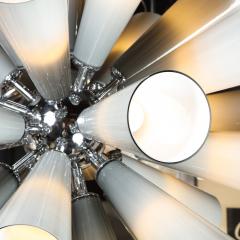  High Style Deco Modernist Chrome Chandelier w Murano Gray Conical Shades by High Style Deco - 1733156