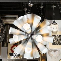  High Style Deco Modernist Chrome Chandelier w Murano Gray Conical Shades by High Style Deco - 1733157