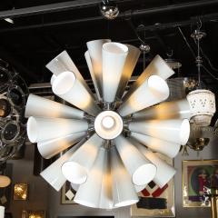  High Style Deco Modernist Chrome Chandelier w Murano Gray Conical Shades by High Style Deco - 1733160