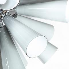  High Style Deco Modernist Chrome Chandelier w Murano Gray Conical Shades by High Style Deco - 1733170