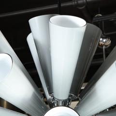  High Style Deco Modernist Chrome Chandelier w Murano Gray Conical Shades by High Style Deco - 1733171