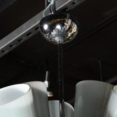  High Style Deco Modernist Chrome Chandelier w Murano Gray Conical Shades by High Style Deco - 1733172