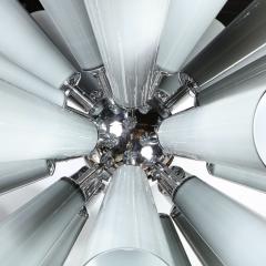  High Style Deco Modernist Chrome Chandelier w Murano Gray Conical Shades by High Style Deco - 1733179