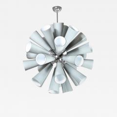  High Style Deco Modernist Chrome Chandelier w Murano Gray Conical Shades by High Style Deco - 1734219