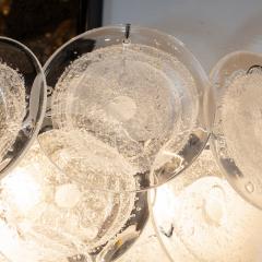  High Style Deco Pair of Modernist 14 Disc Sconces in Handblown Murano Clear Glass - 1579453