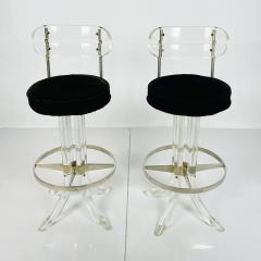  Hill Manufacturing Pair of Lucite Chrome Barstools After Charles Hollis Jones USA 1970s - 3160248