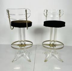  Hill Manufacturing Pair of Lucite Chrome Barstools After Charles Hollis Jones USA 1970s - 3160249