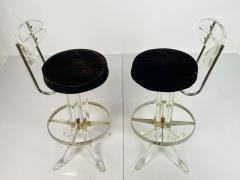  Hill Manufacturing Pair of Lucite Chrome Barstools After Charles Hollis Jones USA 1970s - 3160250