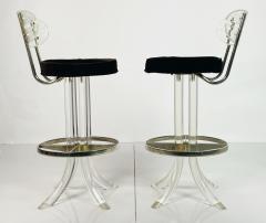  Hill Manufacturing Pair of Lucite Chrome Barstools After Charles Hollis Jones USA 1970s - 3160251