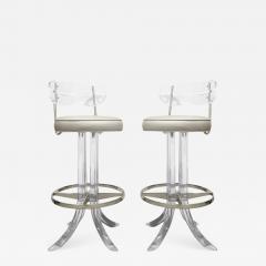  Hill Manufacturing Pair of Sculptural Swivel Bar Stools in Lucite 1970s - 1022311