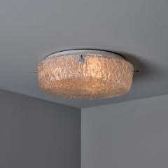  Hillebrand 1970s Hillebrand Murano Ice Glass Round Flush Mount - 4544679