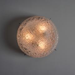  Hillebrand 1970s Hillebrand Murano Ice Glass Round Flush Mount - 4544689