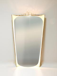 Hillebrand Ernest Igl Illuminated Mid Century Wall Mirror with Brass Crown by Hillebrand - 4245422