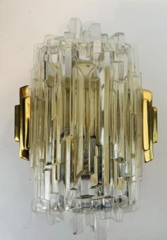  Hillebrand Pair of 1970s Hillebrand Ice Crystal Wall Lamps - 3394694