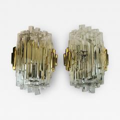  Hillebrand Pair of 1970s Hillebrand Ice Crystal Wall Lamps - 3395673