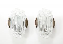  Hillebrand Pair of 1970s Ice Crystal Glass Sconces by Hillebrand 3 Pairs Available  - 4716170