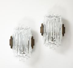  Hillebrand Pair of 1970s Ice Crystal Glass Sconces by Hillebrand 3 Pairs Available  - 4716173