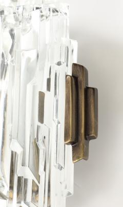  Hillebrand Pair of 1970s Ice Crystal Glass Sconces by Hillebrand 3 Pairs Available  - 4716177